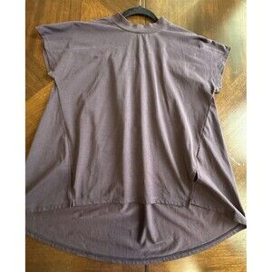 Global Work T-Shirt Womens Medium Purple Round Neck Short Sleeve High-Low Hem